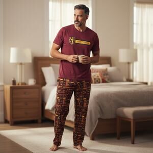 Harry Potter Gryffindor Pajama Set Mens L Fleece Lounge Sleepwear